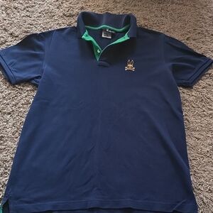 Psycho Bunny Navy Polo with Green Trim and Bunny Logo